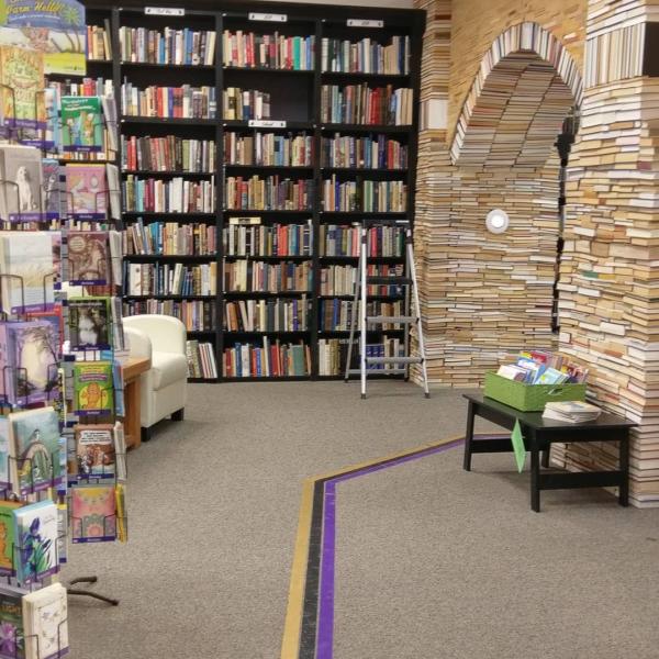 A shot of one of the arches from the side. Book Arch Sandman Books Punta Gorda Florida. Florida Tourism Tourist Local Art Artist Artwork Fantasy Harry Potter Beauty and the Beast Disney Wedding Photography Unconventional Unique Venue Sell Used New Books Bookstore Bookshop Library  