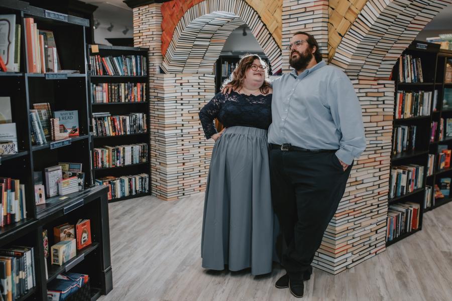 Sarah & Erik Engagement Photo Session at Sandman Bookstore Books Library Bookshop Bookstore Tourist Wedding Florida Wedding Unconventional Unique Venuse Bookish Book Lovers Fairy Tale Wedding Harry Potter Wedding Fantasy Wedding