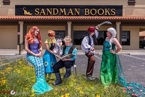 Sandman Books Storytime Characters Disney Princesses Olaf Elsa Anna Ariel Kids Children's Events Local Tourism Story Time Telling Library Bookstore Punta Gorda Florida Mermaid Mermaids